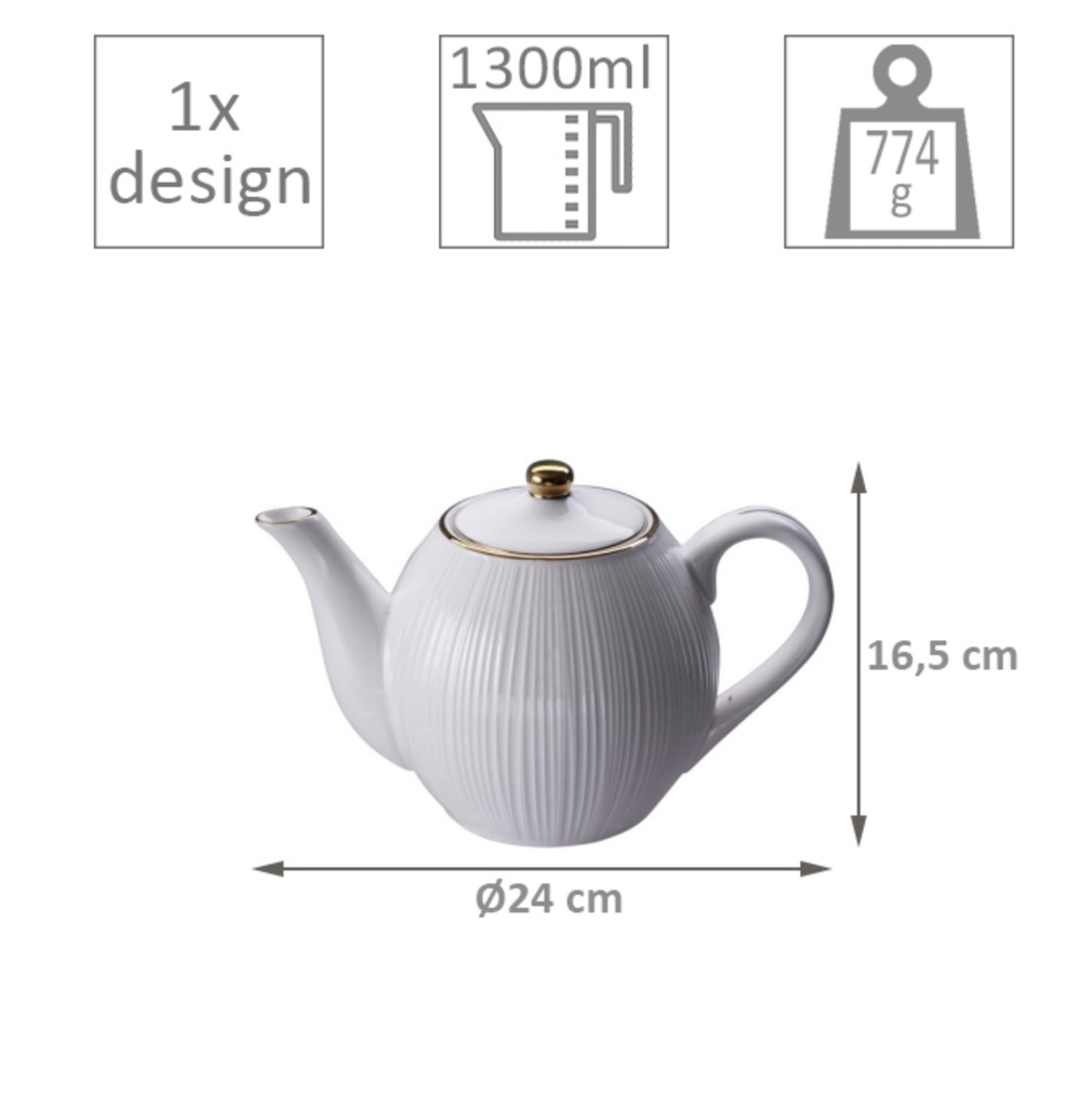 Théière ronde Nippon blanche 1,3 l TDS 