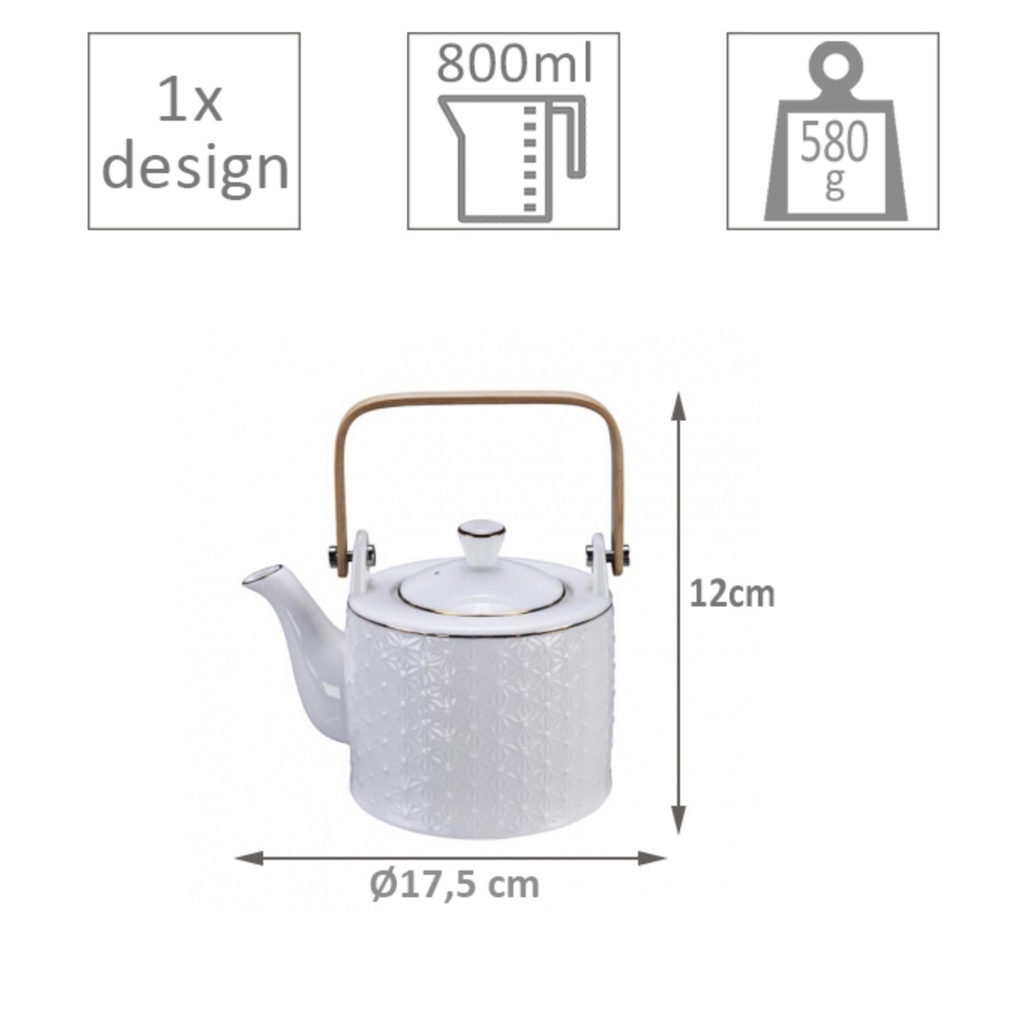 Théière Nippon blanche  800 ml TDS 