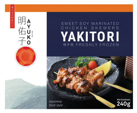 [SG2020-223] Brochettes Poulet Yakitori Soja Douce 240 Gr (8 pcs x 30 Gr) AYUKO