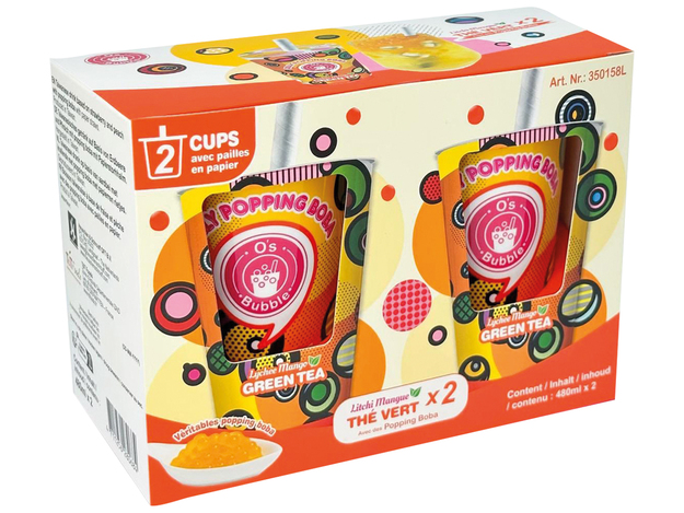 [BL2013-196] Boiss. Popp.Boba litchi/mangue 480 Ml x2 O'S BUBBLE