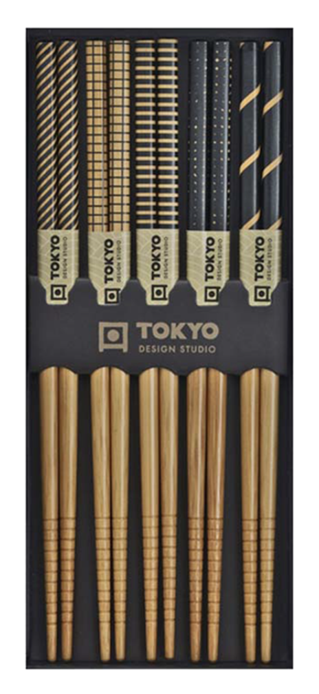 Baguettes bois/déco noir 5 paires TDS