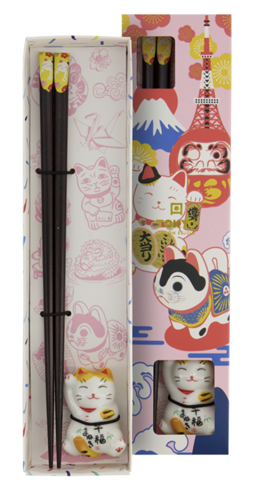 [NF2020-095] Chopsticks Giftset and Rest Lucky Cat TDS