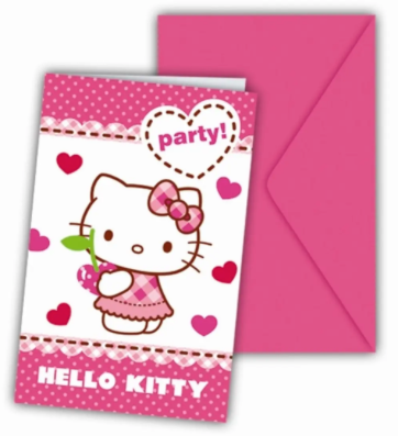 6 Cartes Invitations Hello Kitty SANRIO