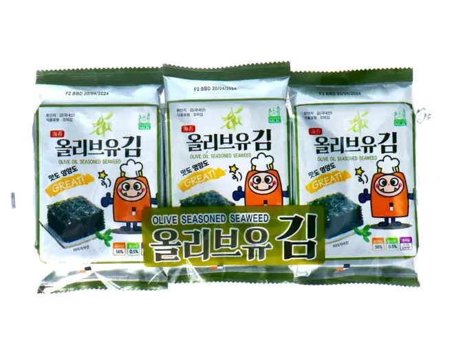 Olive Oil Seaweed Snack Character Design 3 x 4.2 GR GARIMI
