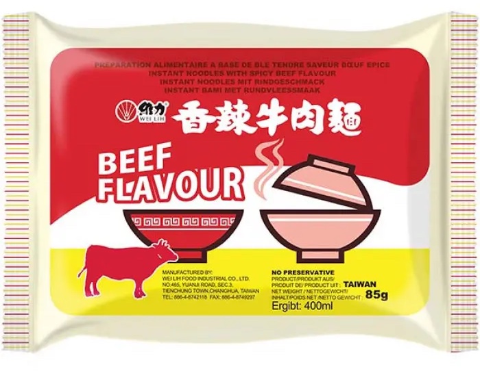 Instant Noodle Soup Beef 85 Gr WEI LIH